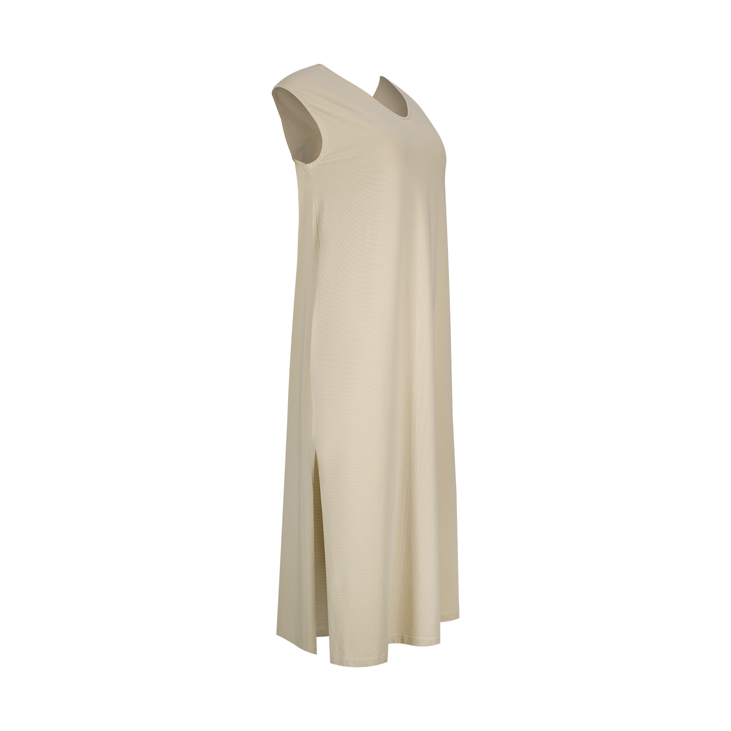 Long sleeveless dress with a V-neck